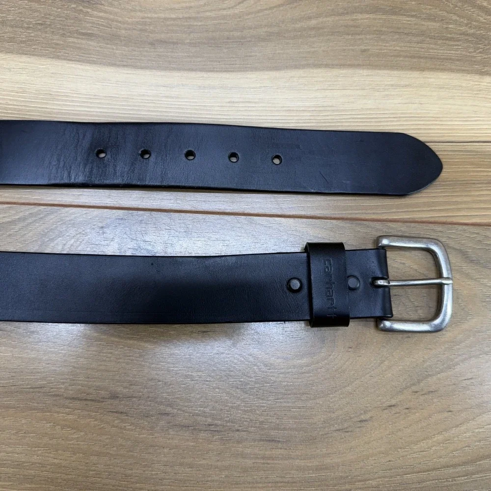 Carhartt Mens Belt Size 44 Black Leather Casual Work Farm Minimalist Outdoor